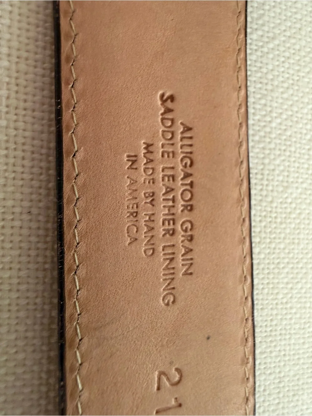 MARTIN DINGMAN ALLIGATOR GRAIN Saddle Leather Belt Size 90/36